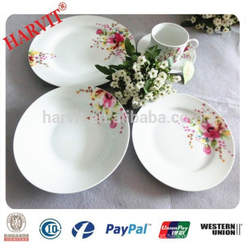 Mais novo design conjuntos de louça de porcelana, 20pcs decalque de flores conjunto de jantar de porcelana